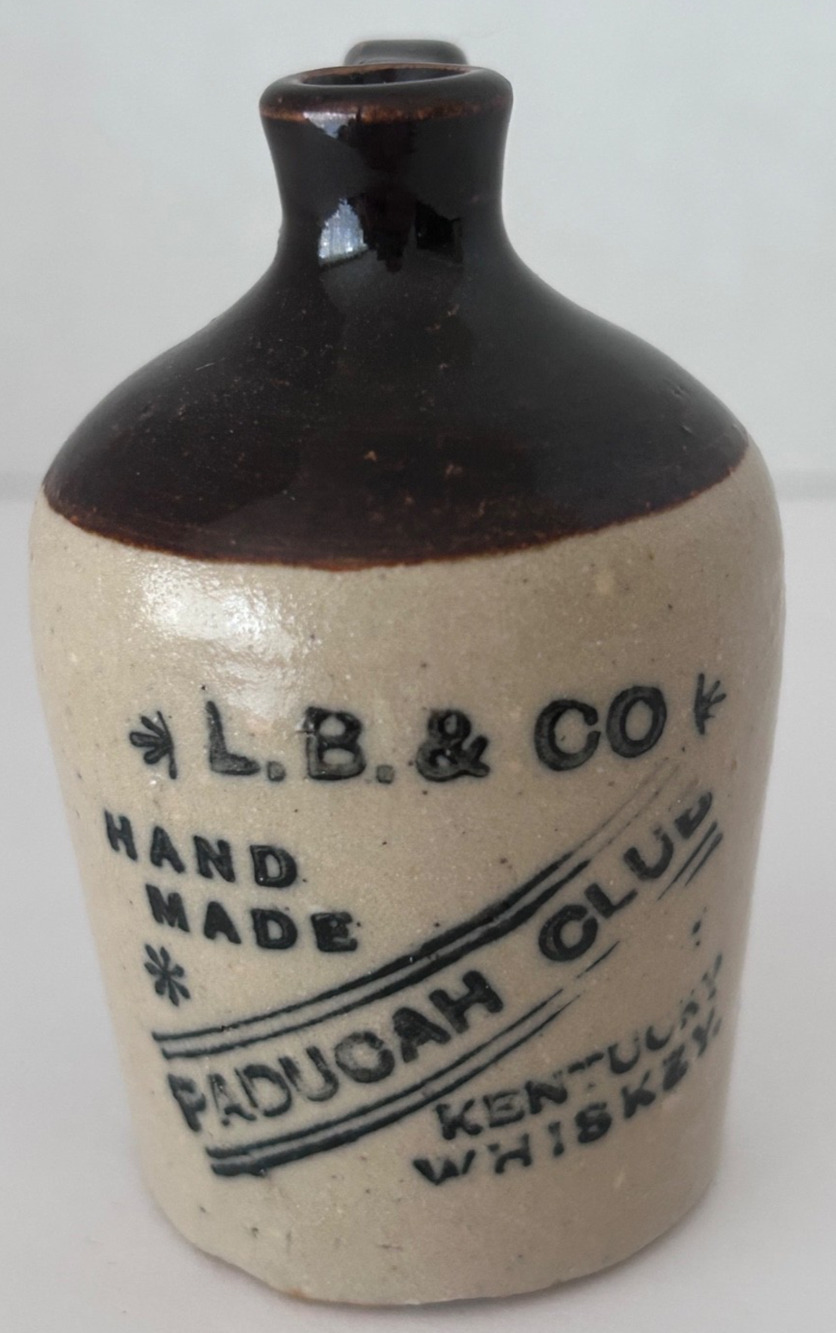 L B & Co. Paducah Ky. Whiskey Little Brown Advertising Jug, 3 1/8" Whisky